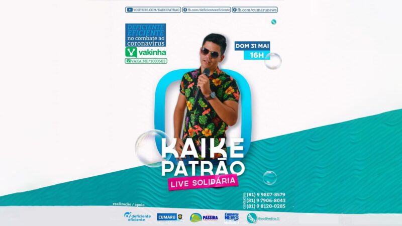 Campanha de Combate ao Coronavírus em Recife tem Live Solidária