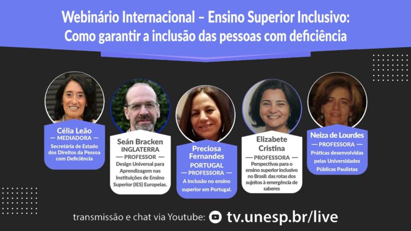 Aluno com deficiência no ensino superior é tema de Webinário