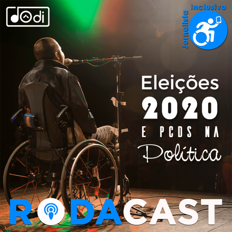 Dôdi está no palco, de costas para a fotografia, e de frente para a plateia - Eleições 2020 e PcDs na Política