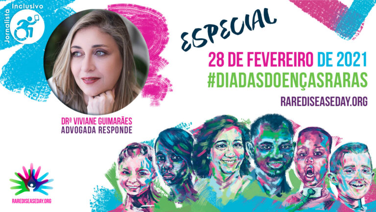 Ilustração Rare Disease Day com foto da advogada Viviane Guimarães, ilustrando o Dia Mundial das Doenças Raras 2021