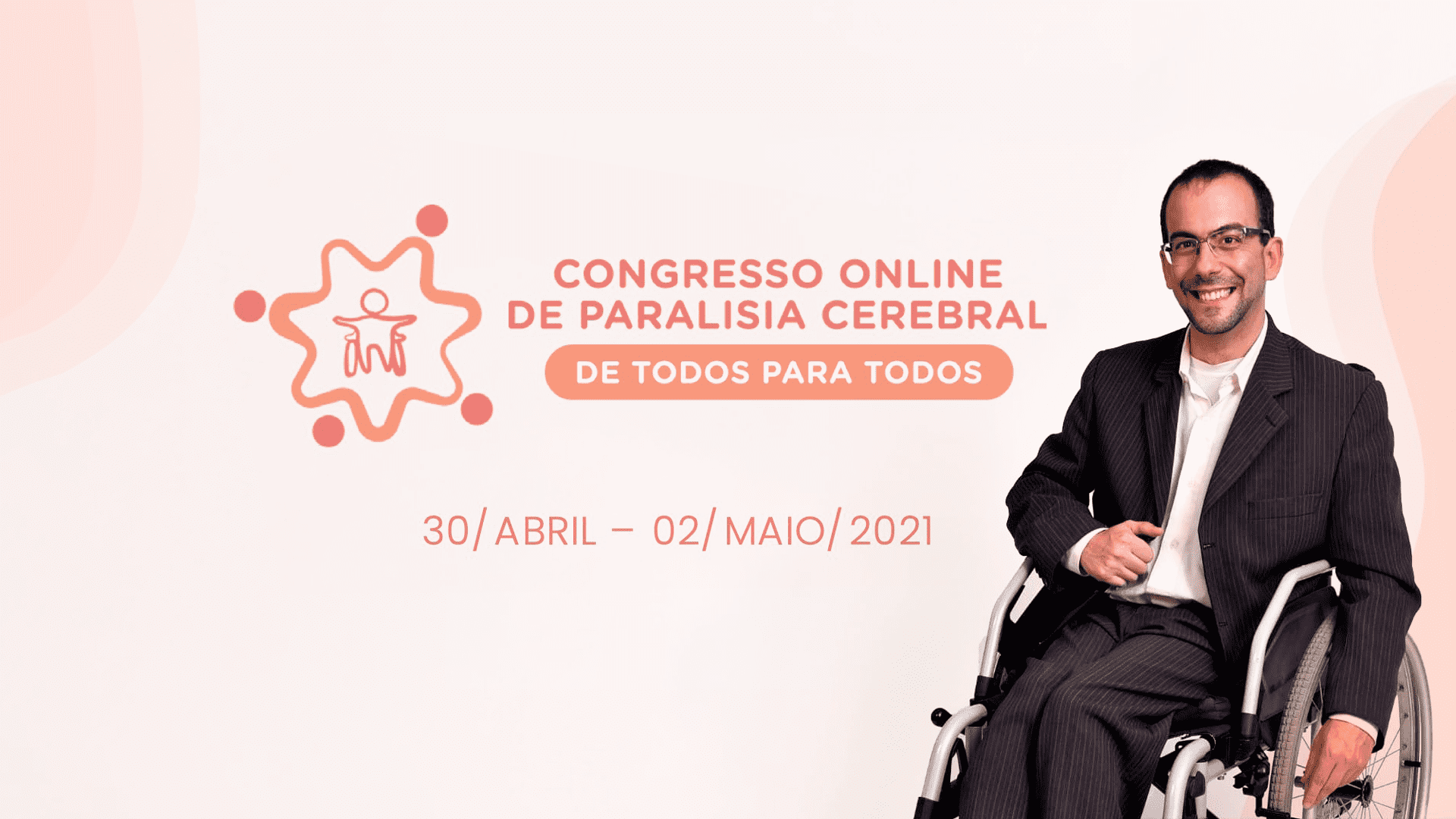 Banner de divulgação do 1º Congresso Online de Paralisia Cerebral – De Todos para Todos, com descrição na legenda.