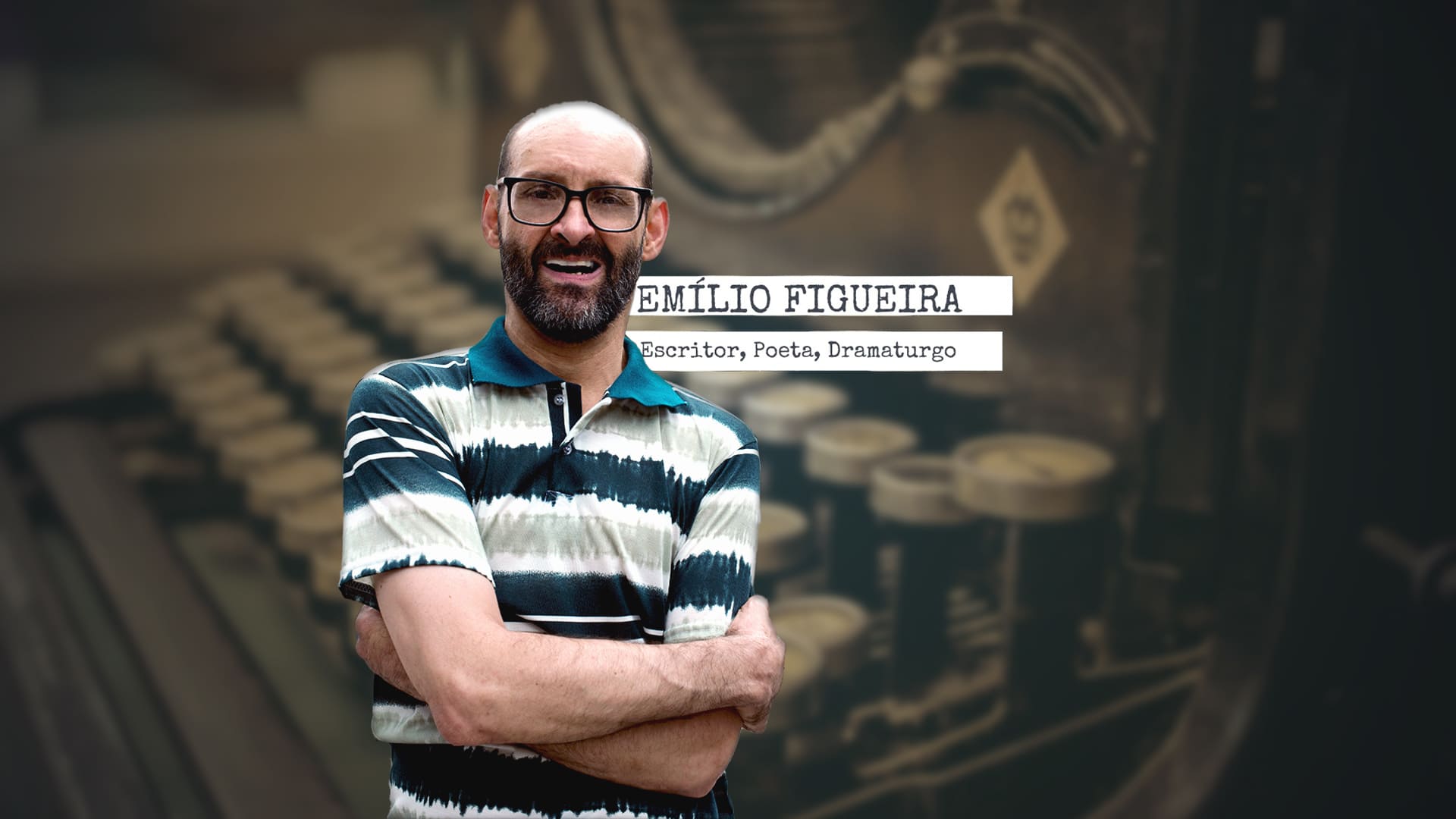 Fotografia de Emílio Figueira, escritor, poeta, dramaturgo, com descrição na legenda de "Emílio Figueira lança Ventos nas Velas em versão digital".