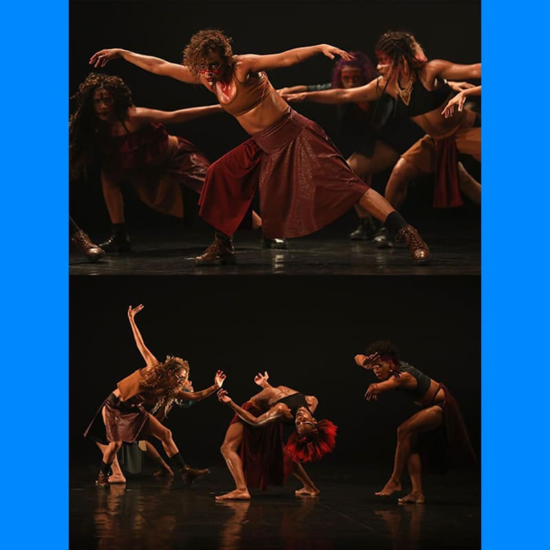 Arte com duas fotografias do Corpo de Dança do Amazonas (AM), que estreia com o espetáculo TA – Sobre Ser Grande.