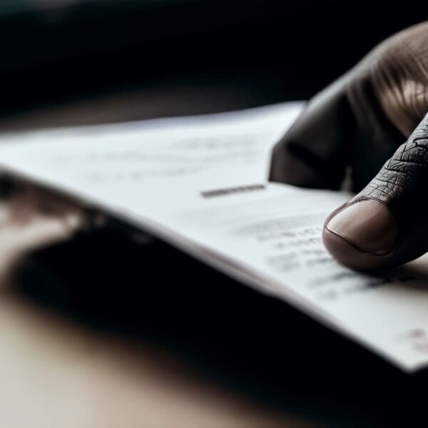 Mão de uma pessoa negra segurando uma nota fiscal paulista para doar cupons fiscais.