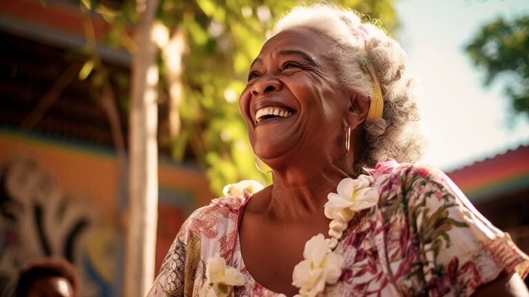 Pessoa da terceira de pele escura e cabelo grisalho sorrindo. Imagem destaca o aumento da longevidade e doenças degenerativas.