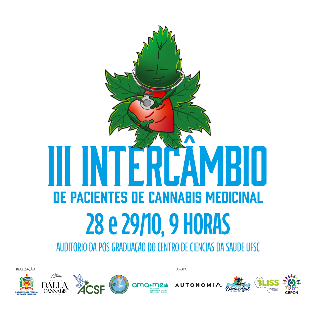 Banner de divulgação do III Intercâmbio de Pacientes de Cannabis Medicinal.
