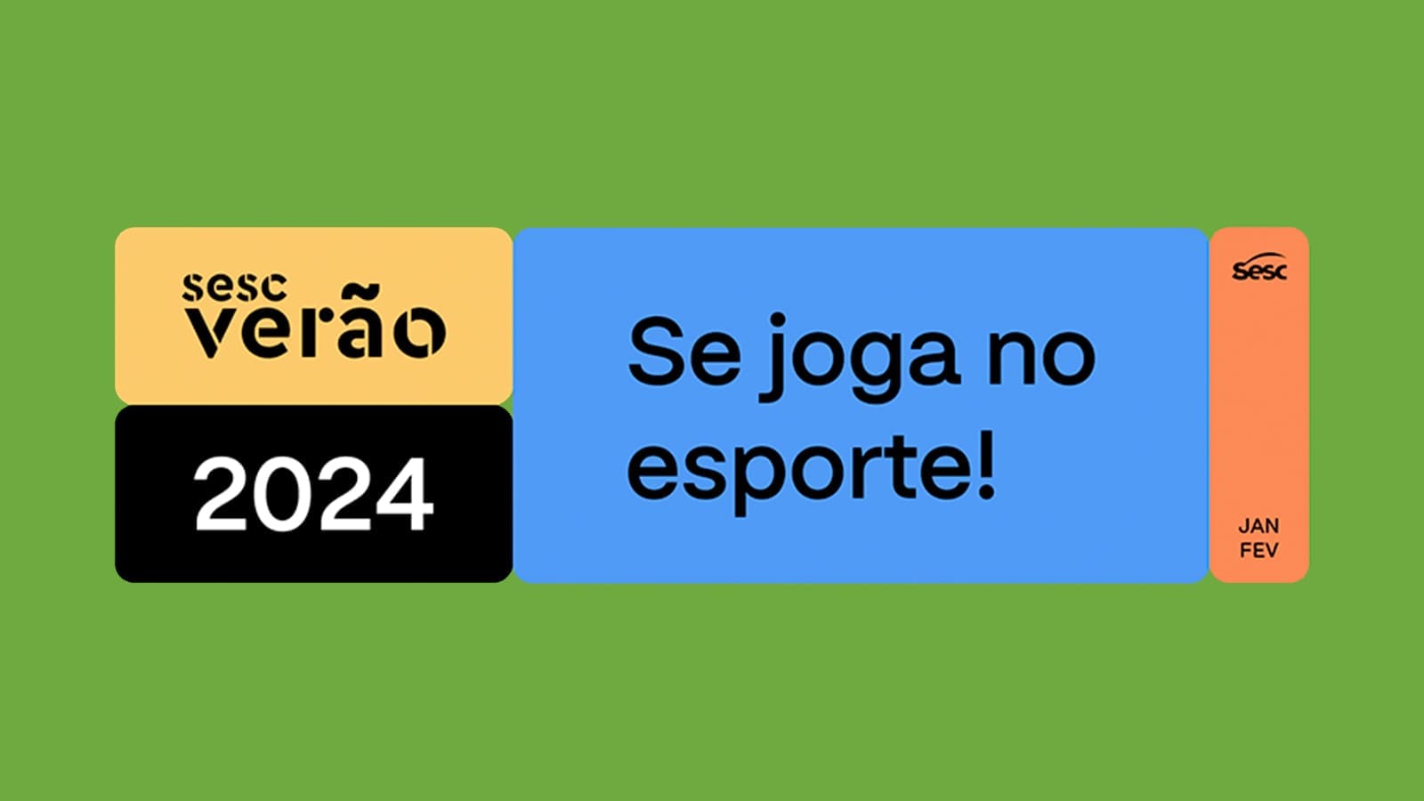 Banner do Sesc Verão 2024 com o slogan ‘Se joga no esporte!